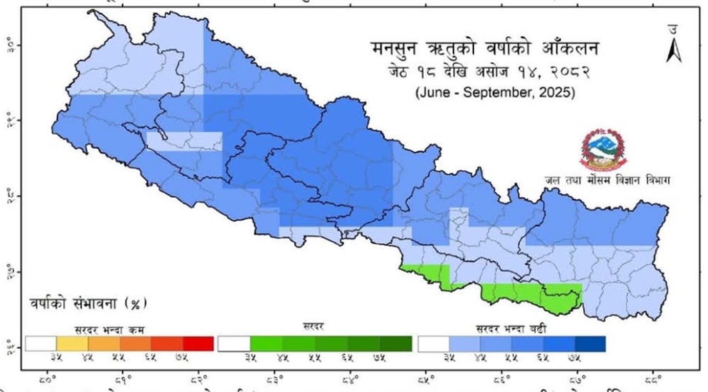 यस वर्षको मनसुन : सरदरभन्दा बढी पानी पर्ने मौसम विभागको प्रक्षेपण
