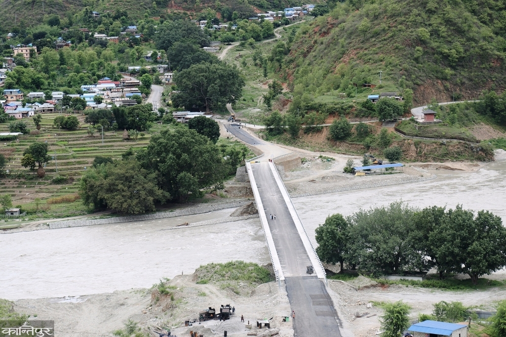 Ramechhap's concrete bridge, which broke during construction, reconstructed, vehicles begin plying