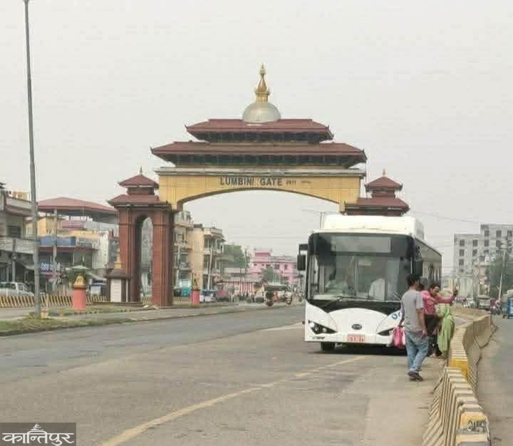 प्रधानमन्त्री कार्यालयको निर्देशनपछि लुम्बिनीमा बिजुली बस सञ्चालन